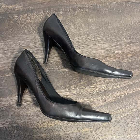 SAINT LAURENT 2000s Y2K POINTED TOE PUMPS CHOC BROWN LEATHER SIZE IT 40.5 - Picture 4 of 10
